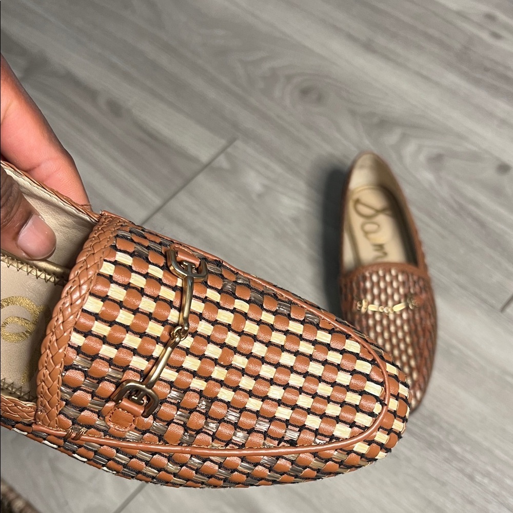Sam Edelman Brown and Cream Woven Moccasins - Picture 14 of 16